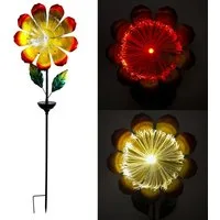Online-Fuchs Gartenstecker magische Blume aus Metall, LED Solarleuchten für außen (warmweiß oder im seichten Farbwechsel, 100 cm groß) Dekoration für Garten, Balkon und Terrasse - Frühling, Sommer