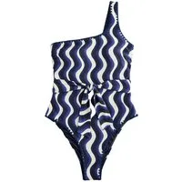 LAURA ASHLEY Badeanzug Laura Ashley einschulteriger Badeanzug, Wave-Print (1-St)