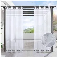 Sunicol Outdoorvorhang Transparent Wetterfest Außenvorhang mit Ösen, 2er Set (2 St), Gardinen Voile Wasserdicht Sichtschutz für Terrasse Balkon Garten