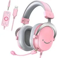 FIFINE Mikrofon Gaming Headset mit Mikrofon, Over Ear Kopfhörer mit Kabel, USB Headset für PC PS4 PS5 Xbox Switch, RGB Headphone