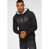 Bruno Banani Kapuzensweatshirt schmale Passform, bedrucktes Design, aus Baumwollmischung