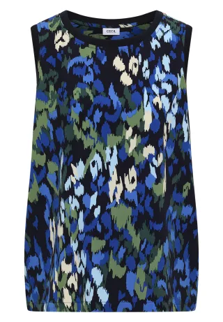CECIL - Blusentop mit Rundhals und Print urban dark blue - Gr. - M