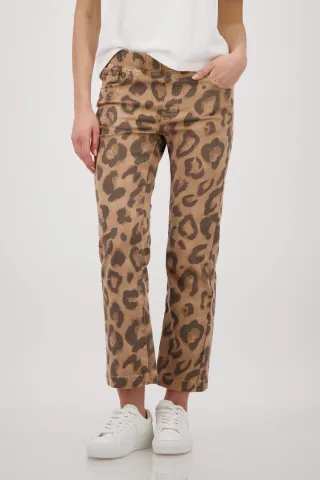 monari - Jogger mit Leo-Muster biscotti gemustert - Gr. - 38