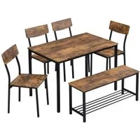 Flieks Essgruppe, (Set, 6-tlg., für 6 Personen), Sitzgruppe Esstisch mit 4 Stühle und 1 Bank Esszimmer