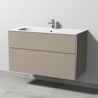 Sanipa 3way Keramik-Set Finion Keramik-Waschtisch und Unterbau mit 2 Auszügen, Sandgrau-Matt BS40167