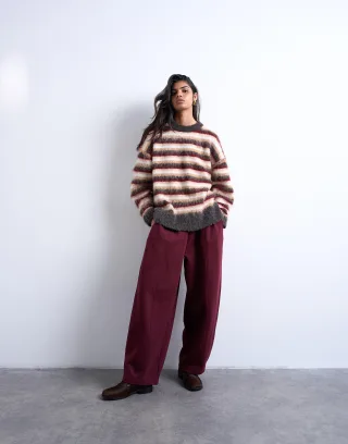 topshop - TSANNA LS PULLOVER Burgundy - Gr. - M