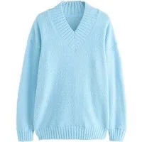 Next Strickpullover Flauschiges Teddy-Sweatshirt mit V-Ausschnitt (1-tlg)