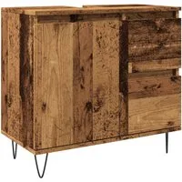 vidaXL Badezimmer-Set Waschbeckenunterschrank Altholz-Optik 65x33x60 cm Holzwerkstoff, (1-St)