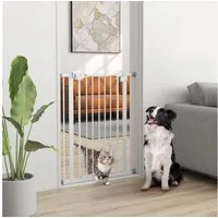 PawHut Hundegitter Türschutzgitter Ohne Bohren mit Auto-Close, Einhand Öffnung (Hunde Treppenschutzgitter, 1 St., Schutzgitter für Haustier), Weiß 74-80 x 5 x 91,4 cm