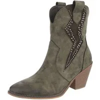 Ital-Design Stilvolle Stiefeletten mit Verzierung für Damen Westernstiefelette (90927527) Blockabsatz Stiefeletten in Grün