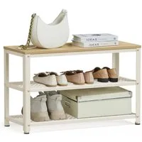VASAGLE Schuhbank Schuhregal mit 2 Gitterablagen, für Eingangsbereich, Flur, Wohnzimmer, Aufbewahrung für Schuhe, 30x73x45 cm, Metallgestell, Industrie-Design