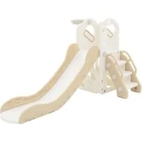Joyz Rutsche Spielzeug Set 3in1 mit Rutsche und Basketballkorb, Kinderrutsche, Spielgerüst für Kinder ab 3 Jahren, Weiß-Beige, Indoor&Outdoor Rutsche