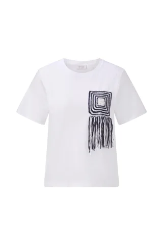 Rich & Royal - T-Shirt with Crochet Pocket white - Gr. - XS