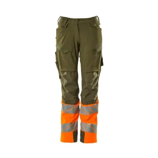 MASCOT Damen Hose mit Knietaschen ACCELERATE SAFE Moosgrün / Hi-vis Orange 44 - 19178-511-3314-82C44