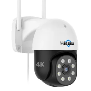 Hiseeu WHD308B 4K 8MP PTZ Camera Night Vision Motion Sensor Light and Sound Alarm IP66 Waterproof Two Way Audio Dual Ban