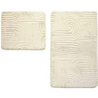 Almina Badematte WC-Set Elegance - 2-teiliges Badematten-Set, rutschfest & pflegeleicht, rutschhemmend beschichtet, 100% Polyester, Rechteckig, Teppich: 100 x 60 cm, WC-Vorleger: 60 x 50 cm