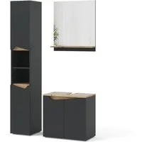 Vicco Badmöbel-Set Marelle, Anthrazit/Artisan-Eiche, 3 Teile, mit Hochschrank, (3-St., 3er Set)
