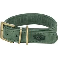 TRIXIE Hunde-Halsband Pure Halsband, Leder extra breit - salbei - 25–31 cm/25 mm, Leder
