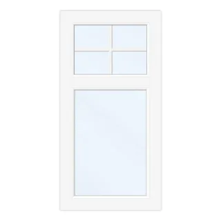 Fenster mit Sprossen oben, PVC, Ideal 4000, Weiß, 510x1010 mm, festverglast, individuell konfigurieren
