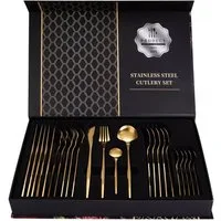 Faizee Möbel Besteck-Set Besteck Set Edelstahl für 6 Personen 24-teiliges Besteckset Luxury Box (24-tlg), Edelstahl