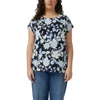 s.Oliver CURVE Kurzarmshirt Sommershirt in floraler Optik/Große Größen
