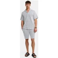 Indicode Freizeitanzug Herren INLino Set Shirt Herrenshorts Set, aus hochwertigem Seersucker-Jersey