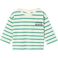 vertbaudet Langarmshirt Bio-Kollektion, gestreift, Druckknoepfe