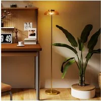 HOMCOM Stehlampe LED Stehleuchte, Standleuchte mit warmem Licht, Fußschalter, Ein-,Ausschalter, LED fest integriert, Warmweiß, für Wohnzimmer Schlafzimmer, exkl. Glühbirne, Messing