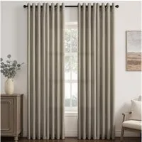 Topfinel Gardine Leinenoptik Gardinen mit Ösen Vorhänge für Wohnzimmer (2 St), Ösen, halbtransparent, vorhänge kinderzimmer halbtransparent Holzfarbe 140x245 Studie Boho