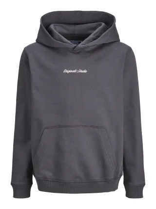 Jack & Jones - JORNORREBRO EMB SWEAT HOOD NOOS JNR 176526_Asphalt - Gr. - 152