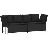 vidaXL Loungesofa Gartensofa mit Kissen Schwarz Poly Rattan, 1 Teile