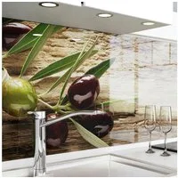 danario Küchenrückwand Folie selbstklebend, Glasoptik, Spritzschutz Küche, ablösbar - 0,8 mm