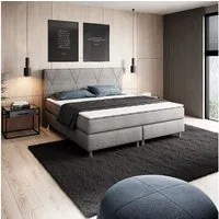 inter Boxspringbett Tokio mit 7 Zonen Taschenfederkernmatratzen inkl. Topper (180x200 cm, Anthrazit mit 7 Zonen Taschenfederkernmatratzen und Topper), Taschenfederkern-Komfort, gepolstertes Kopfteil, inklusive Matratzen