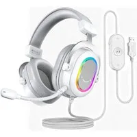 FIFINE Mikrofon Headset Gaming PC PS4 PS5 mit Mikrofon Over-Ear Kopfhörer mit Kabel, RGB-Design, 3 Sound-Modi, Surround-Sound und Ohrpolster