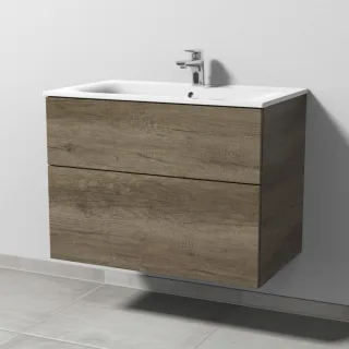 Sanipa 3way Waschtischunterbau zu Geberit Renova Plan Slim Waschtisch mit 2 Auszügen, Eiche-Nebraska SM68737