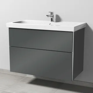 Sanipa 3way Waschtischunterbau zu Geberit iCon Light Waschtisch mit 2 Auszügen, Anthrazit-Glanz BS57579