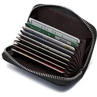 Fomax Geldbörse aus Leder, elegantes Kartenetui 100% Echtleder, Etui für viele Karten, mit rundum Reißverschluss, edles Kreditkartenetui