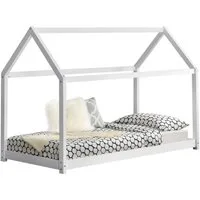 en.casa Kinderbett, »Netstal« Hausbett aus Kiefernholz 80x160cm Weiß