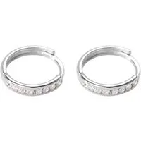 ELLAWIL Paar Creolen Ohrschmuck Ohrringe Damenohrringe Creole Zirkonia Glitzerstein (GESCHENKIDEE, Sterling Silber 925), inklusive Geschenkschachtel