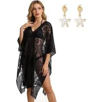 MOPUEA Kimono Damen Strandkleid Bikini-Überwurf Strandponcho, 96cm, Ohne Verschluss, Lockerer Schnitt Mit Seitenschlitz