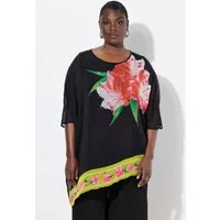 Ulla Popken Longbluse Chiffonbluse doppellagig Glitzerblüte Rundhals