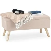 relaxdays Polsterbank Gepolsterte Sitzbank mit Stauraum (1-St), Beige