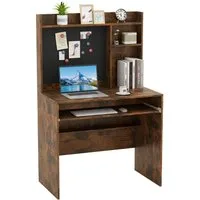 COSTWAY Schreibtisch, mit magnetischer Pinnwand & Aufsatz 89x50x138cm weiß