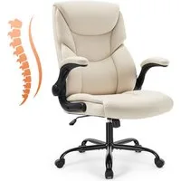 DUMOS Chefsessel Ergonomic Bürostuhl Pu-Leder Office Chair Armlehnen Drehbaren Rädern, Höhenverstellung