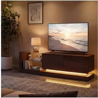 HOMSEE Lowboard 160 cm, LED TV-Board mit schwebender Optik und Sicherheitsglas (1 St), Zwei Schubladen und Glasfächer für Multimedia