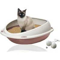 Rohrschneider Katzentoilette Katzenklo für große Katzen, hoher Rand, platzsparende Schalentoilette