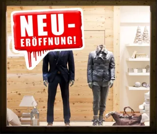 Neu-Eröffnung Aufkleber oder als Adhäsionsfolie erhätlich