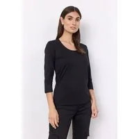 soyaconcept Rundhalsshirt SC-PYLLE 175 aus Baumwollmischung, figurumspielende Passform, 3/4-Ärmel, unifarben