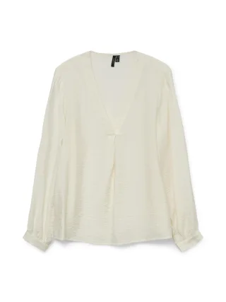 VERO MODA - VMURLI V-NECK LS TOP WVN GA Cloud Dancer - Gr. - XL