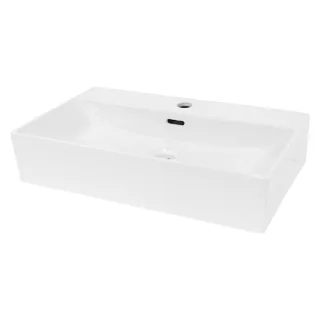 ECD-Germany Waschbecken, Weiß, Keramik, 36.5x13x60.5 cm, Badezimmer, Waschbecken & Armaturen, Waschbecken